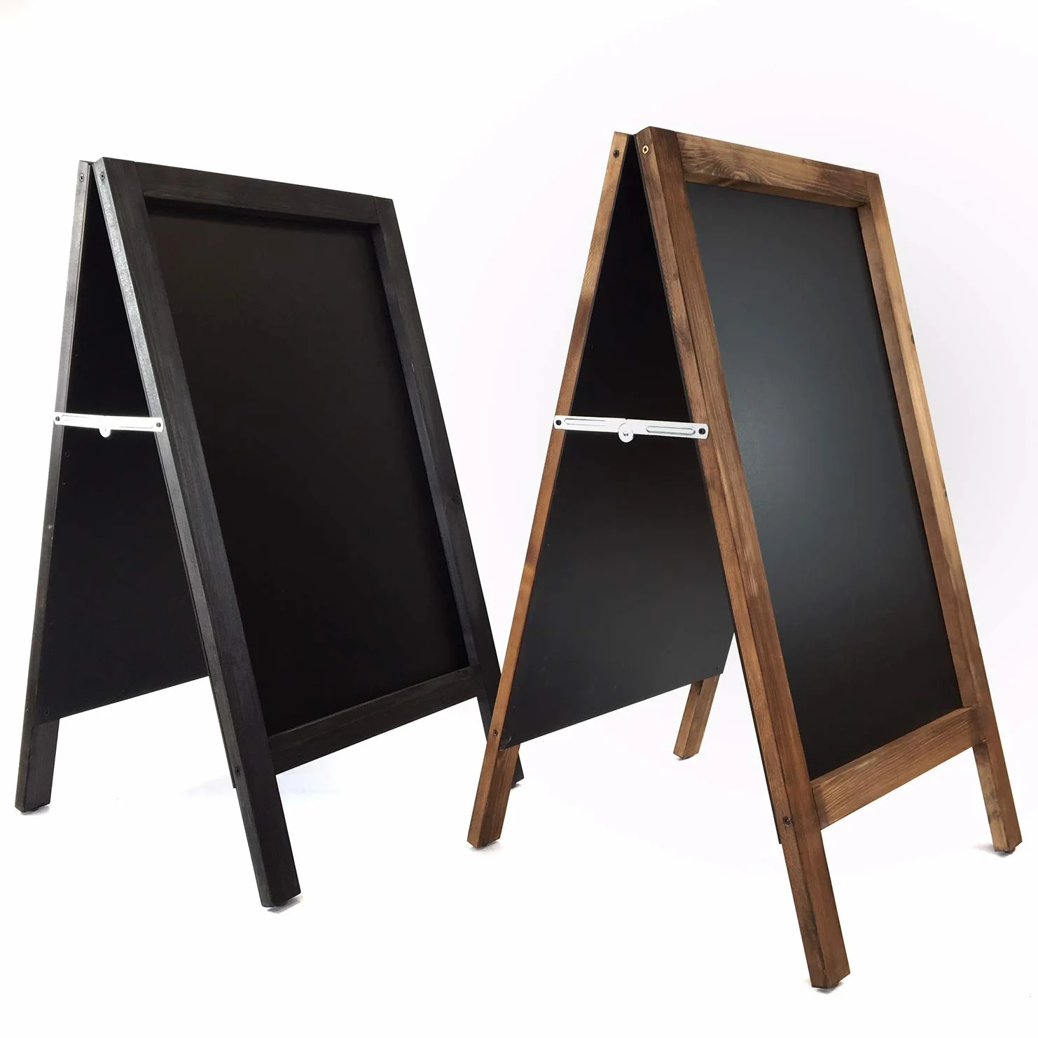 Pizarra Caballete Marco Madera 90x50 cm Doble Cara Negra Tizas Rotuladores Efecto Tiza NOGAL