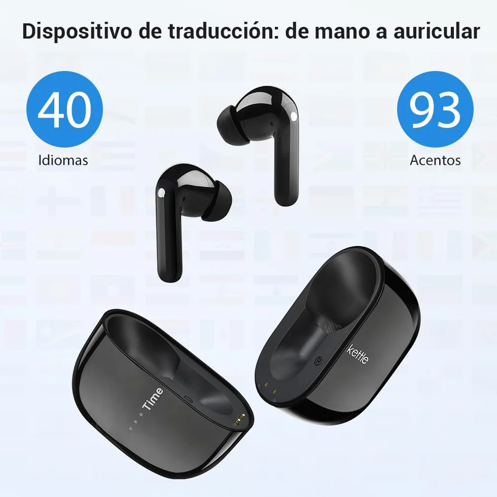 Timekettle M3 Traductor Instantaneo de Voz, Aplicación para 40 Idiomas y 93 dialectos, Traductor de Idiomas Explorar la Vida de los expatriados con Libertad, Compatible con iOS y Android