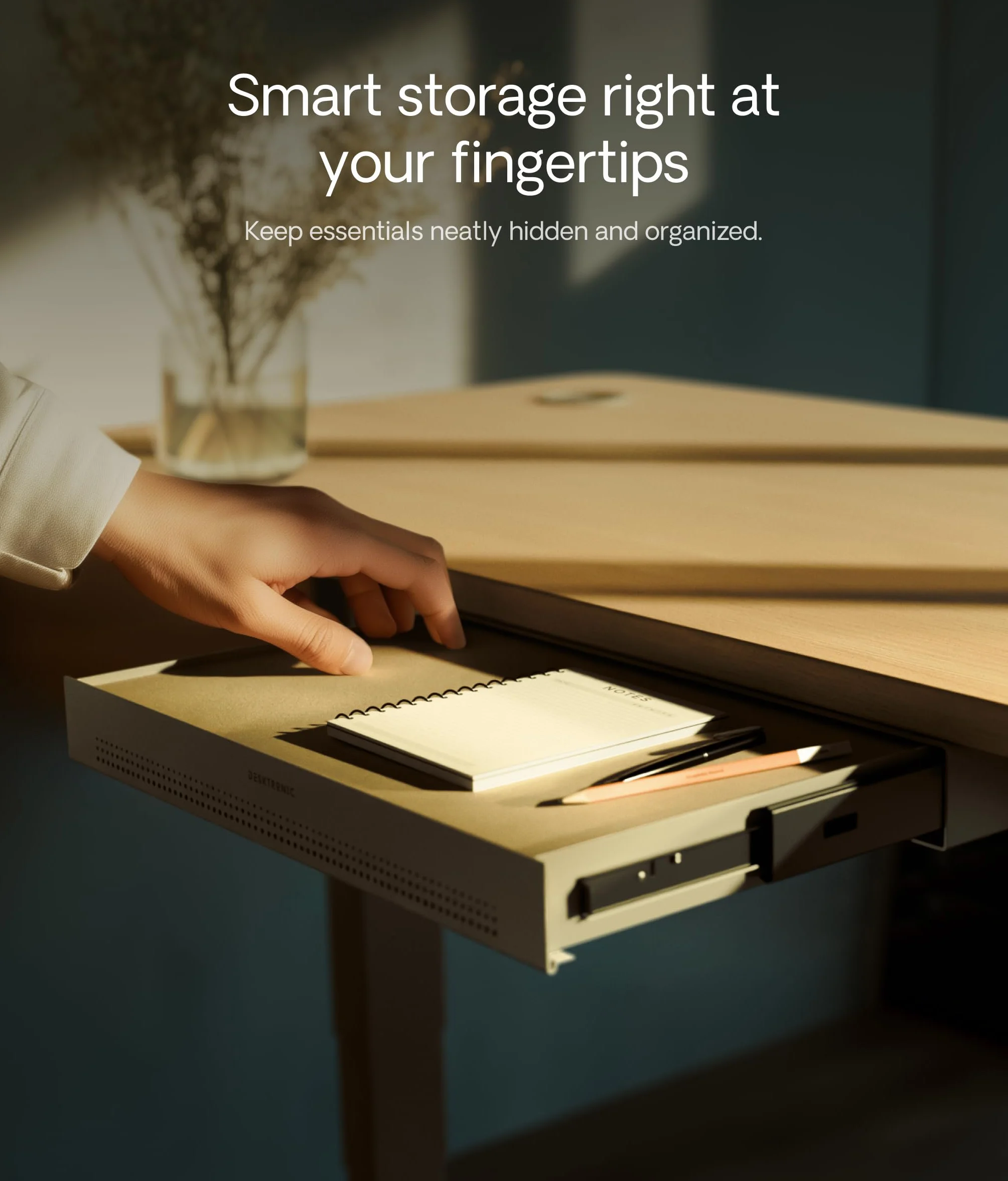 Desktronic Cajón de Escritorio – Organizador oculto bajo escritorio, cajón de almacenamiento, fácil instalación, ahorra espacio, gran capacidad, metal, para oficina y tocador, estructura resistente
