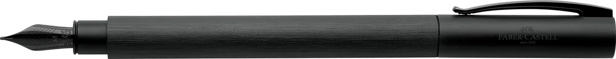 FABER-CASTELL - Pluma estilográfica Ambition All Black, plumín F | Pluma estilográfica negra con plumín de acero inoxidable, cartuchos y convertidor, incluye estuche de regalo