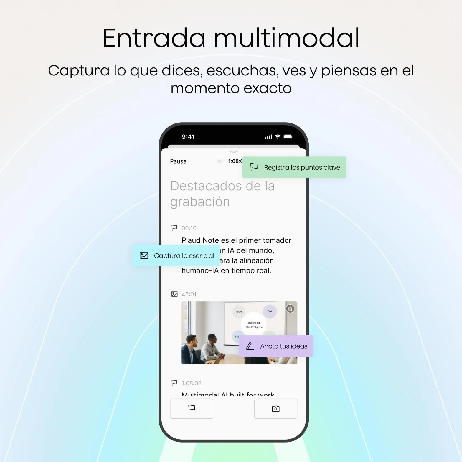 Plaud NotePin Grabadora de Voz con IA, 64 GB, 112 Idiomas, Gris Cósmico