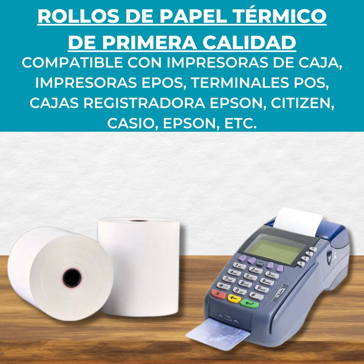 Rollo de Papel Térmico Premium Double Dragon 57 x 57 mm para Impresora EPOS, Terminal POS, Cajeros Automáticos Térmicos [Paquete de 20]