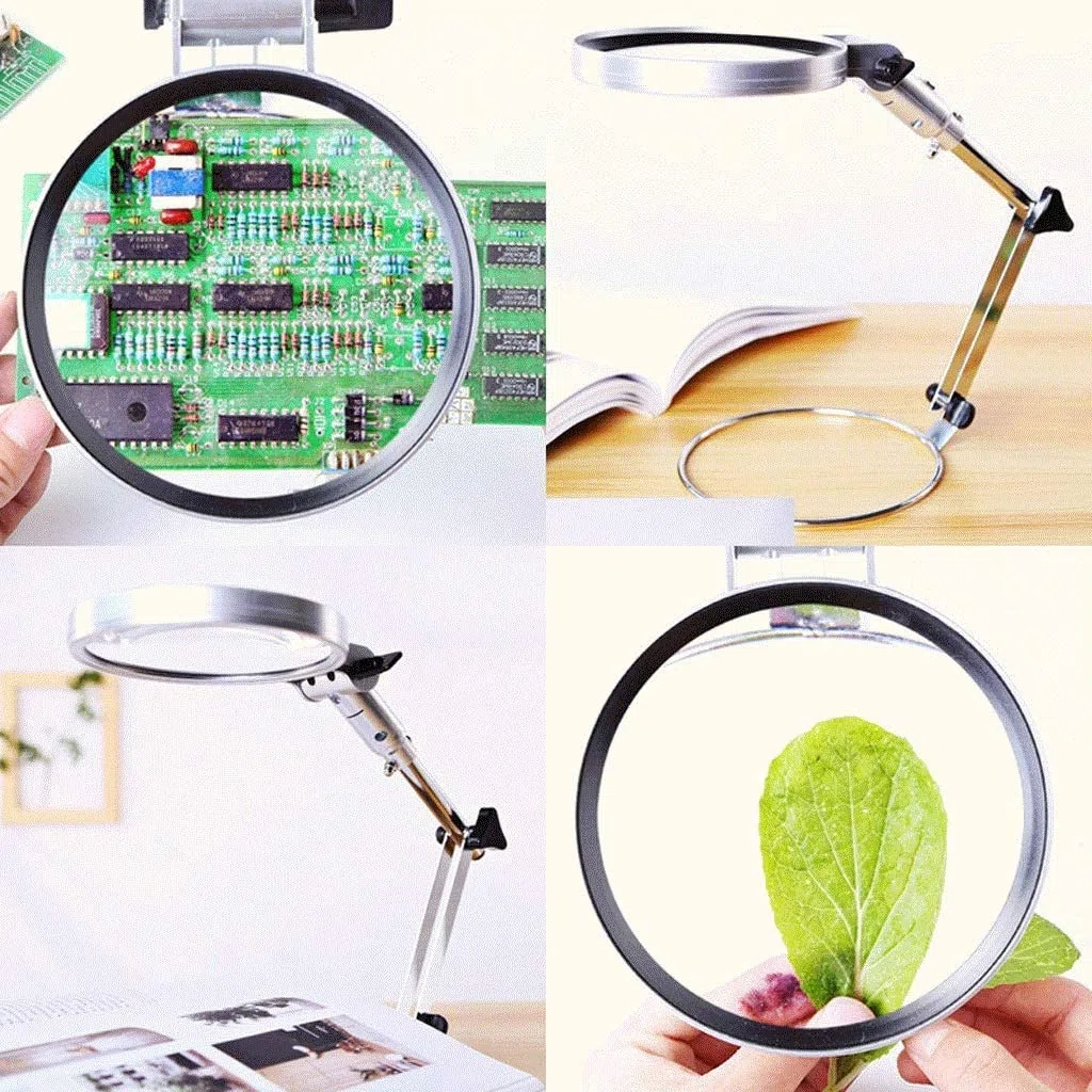 Lupa de Escritorio con Lupa Flexible, lámpara de Lupa iluminada para Lectura, Pasatiempos, Manualidades, Banco de Trabajo, Costura, diseño de joyería