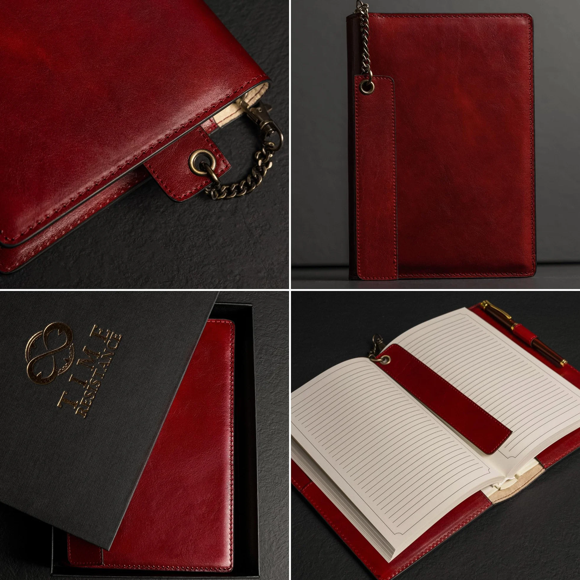 Cuaderno de Cuero Estilo Vintage Tamaño A5 Rojo