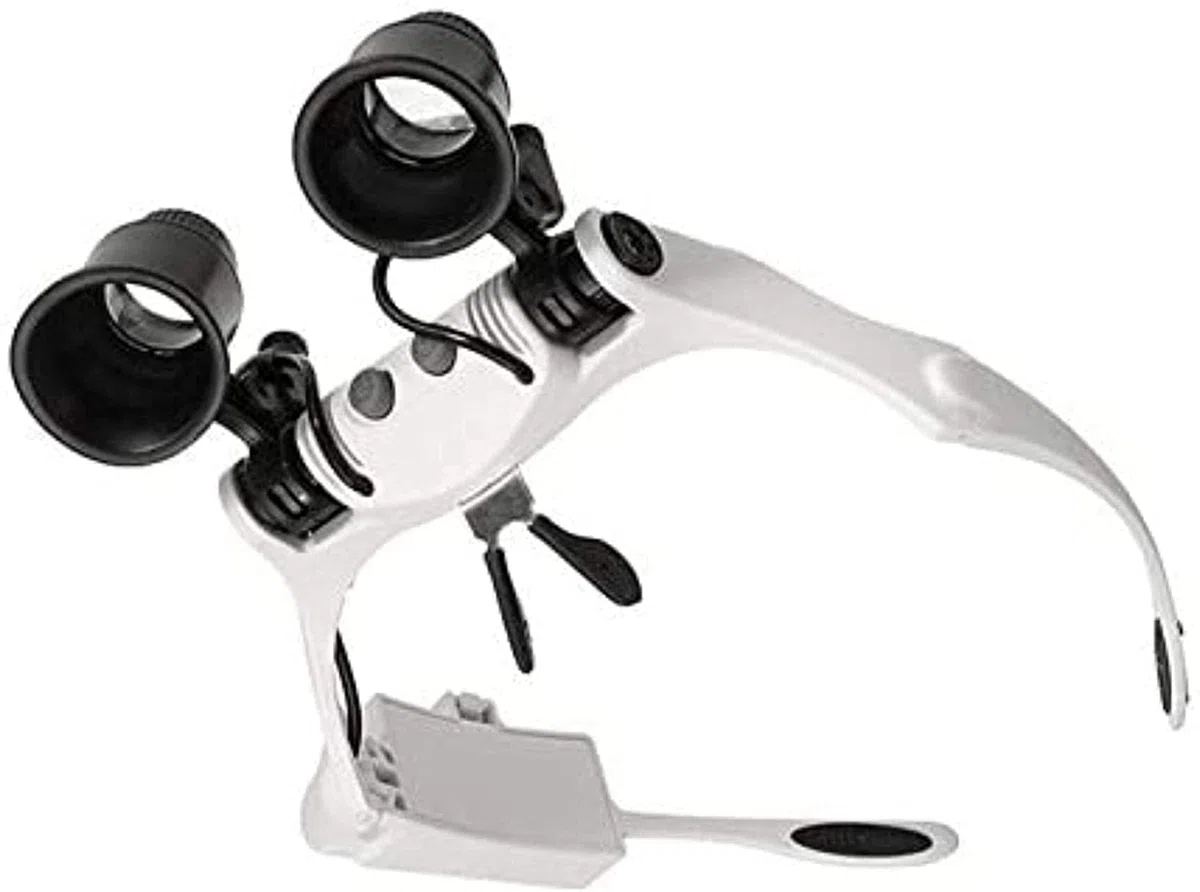 Juego De Lupas, Lupa De Diadema De 10X, 15X, 20X Y 25X con Lente Doble para Tasación, Reparación Y Medición De Relojes, con Lámpara Led.