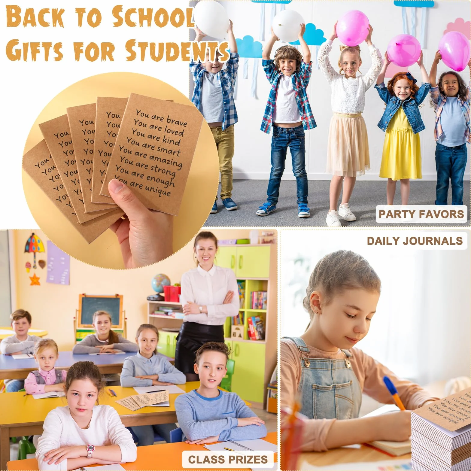 Spakon 96 cuadernos inspiradores para el regreso a clases, pequeños diarios de bolsillo, mini bloc de notas motivacionales, regalos de bienvenida para el primer día de clases para estudiantes del