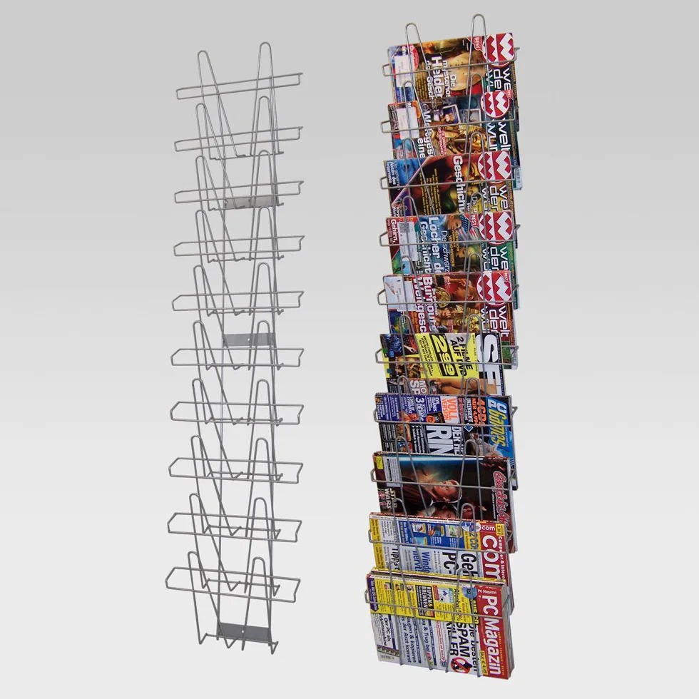 Gerso Soporte de pared con 10 compartimentos A3 para revistas y folletos.