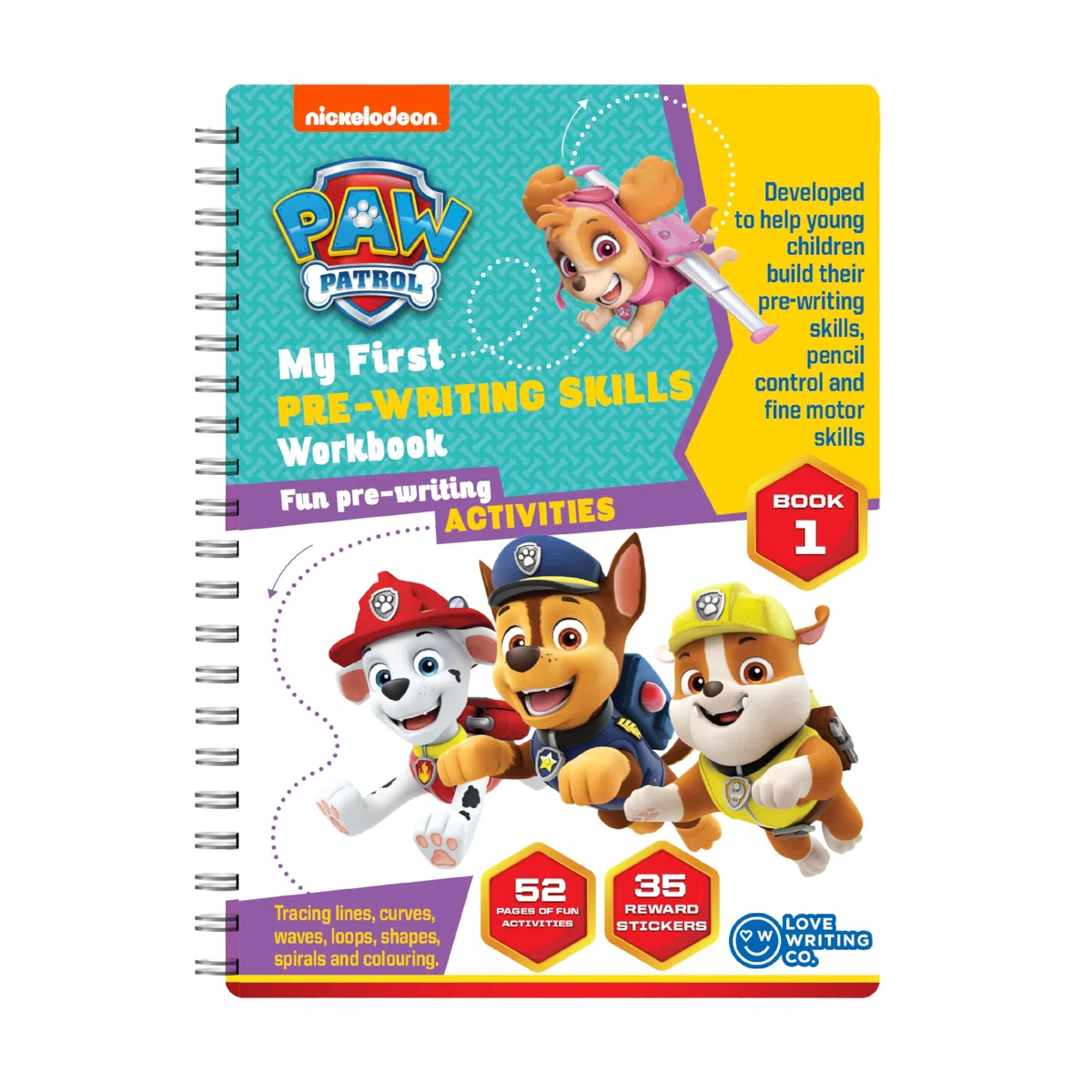 Paw Patrol My First Pre-Writing Skills Libro de actividades | Primeros pasos de escritura a partir de 2 años | Construye control de lápiz | Habilidades de preescritura | [encuadernado en anillo] 52