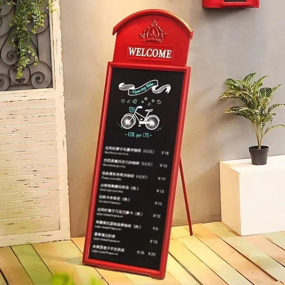 Plantillas de tiza rústicas para acera, pizarrón de hierro para montar en la pared, exhibición de menú para restaurantes, negocios, letreros de pizarra de bar, tablero de mensajes de café