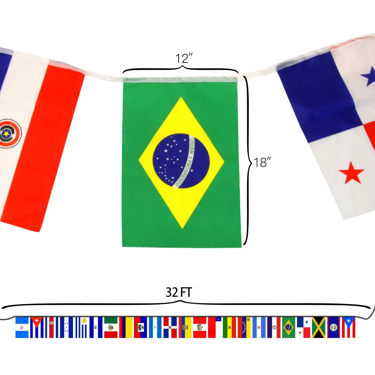 Anley Bandera de Cuerda de América Latina de 20 países, Banderas Surtidas para Eventos Internacionales, Decoración de Fiestas, Barras Deportivas de 30 pies
