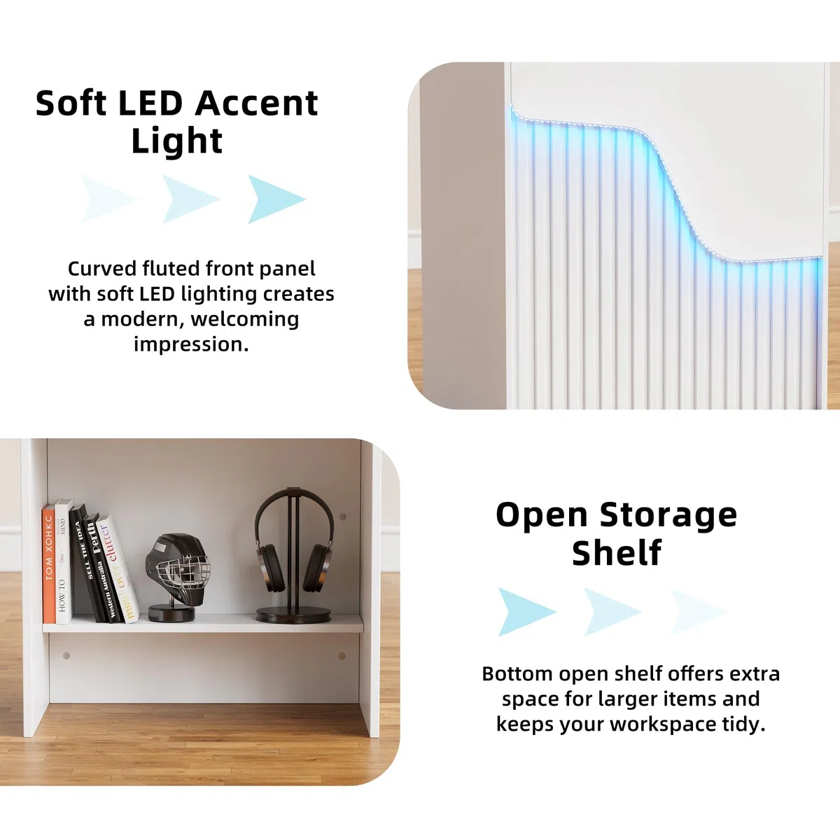 MSFE Mostrador de Recepción con LED Escritorio de Recepción Compacto Mueble de recepción con Cajón con Cerradura Mostrador de Venta Pequeño Mostrador de Tienda para Oficina, Salón, Cafetería