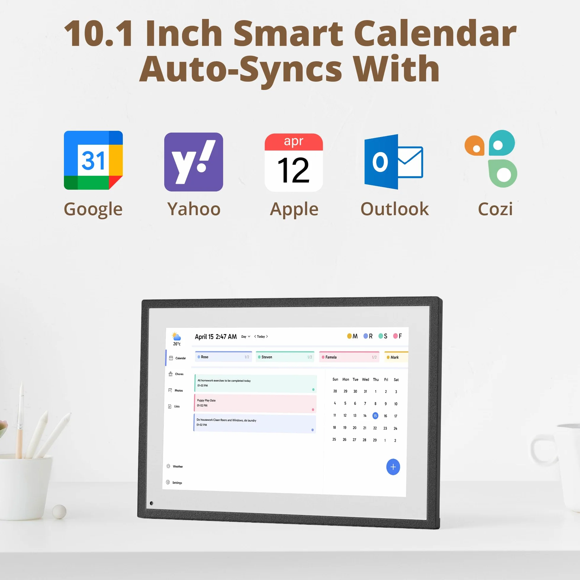Dragon Touch Calendario, Calendario Digital 2025 de 10.1 Pulgadas, planificador de Pared Familiar, Pantalla táctil interactiva Full HD 1080P, Tabla Inteligente de tareas y organización del hogar