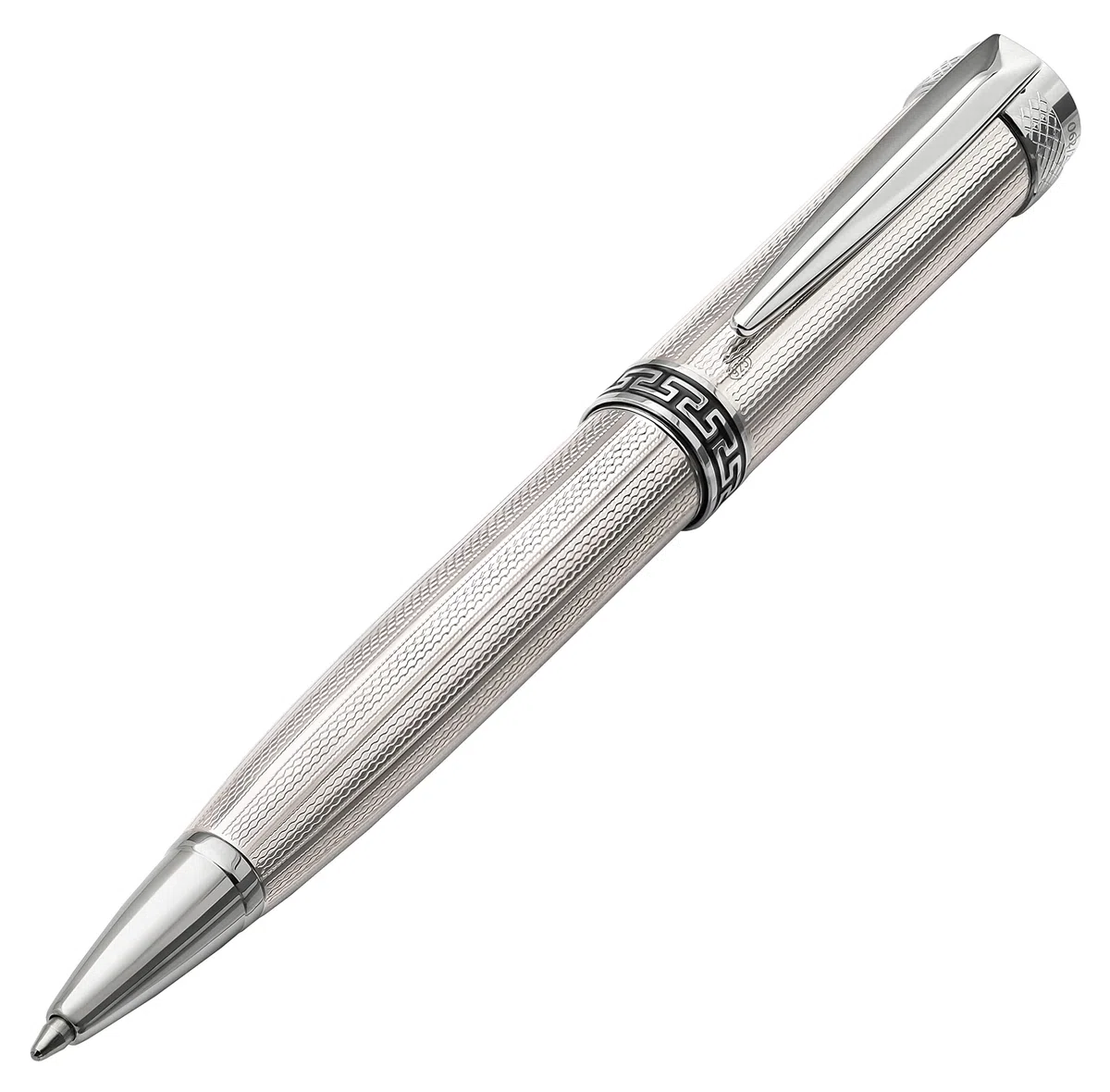 Xezo Incognito - Bolígrafo de bola de plata de ley maciza 925 con mecanismo de giro y caña pesada. Grabado de talla de diamante