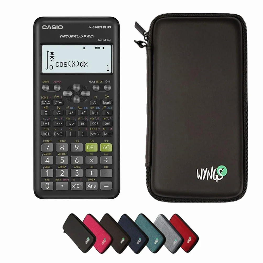 Casio fx-570ES Plus 2nd Edition con Funda Protectora WYNGS Negro - Calculadora Científica - Paquete Básico