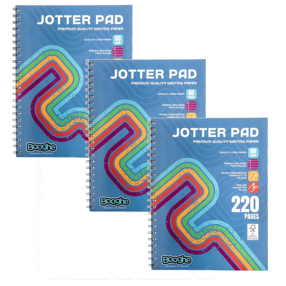Bloc de notas rayado A4, bloc de notas encuadernado con alambre con 220 páginas, papel de escritura de alta calidad de 80 g/m², ideal para el hogar, la escuela y la oficina (paquete de 3).