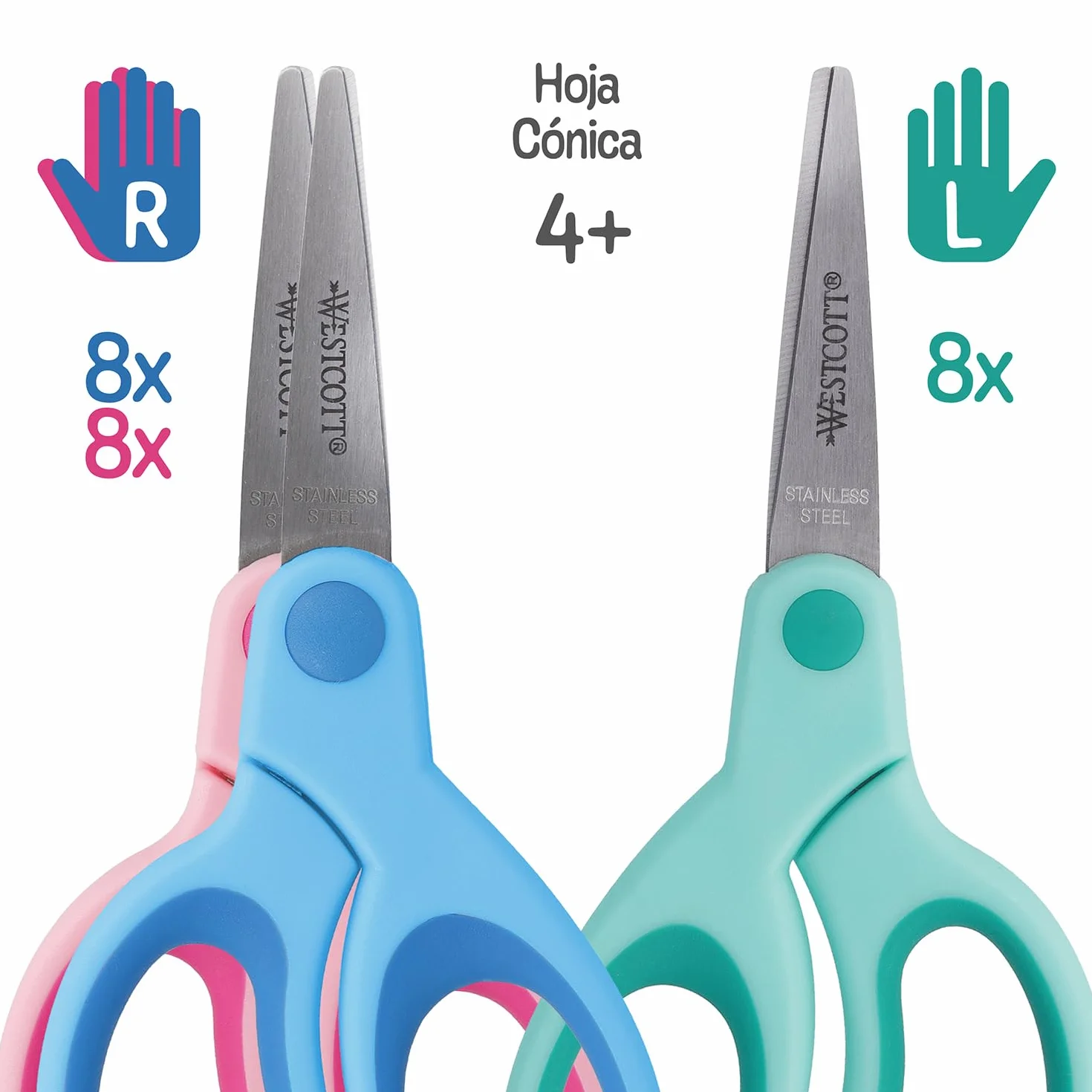 Westcott E-2054S 00 Expositor tijeras niños 13 cm punta puntiaguda
