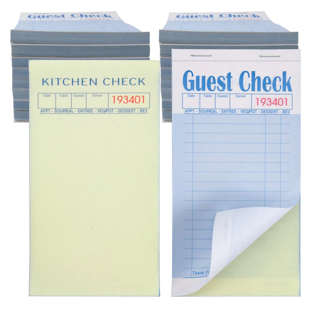 ESSENTIAL Libros de cheques de invitados de 3.5 x 6.7 pulgadas, 1000 hojas de blocs de notas de servidor y libros de pedidos de camarera con papel de cobre (20 libros)