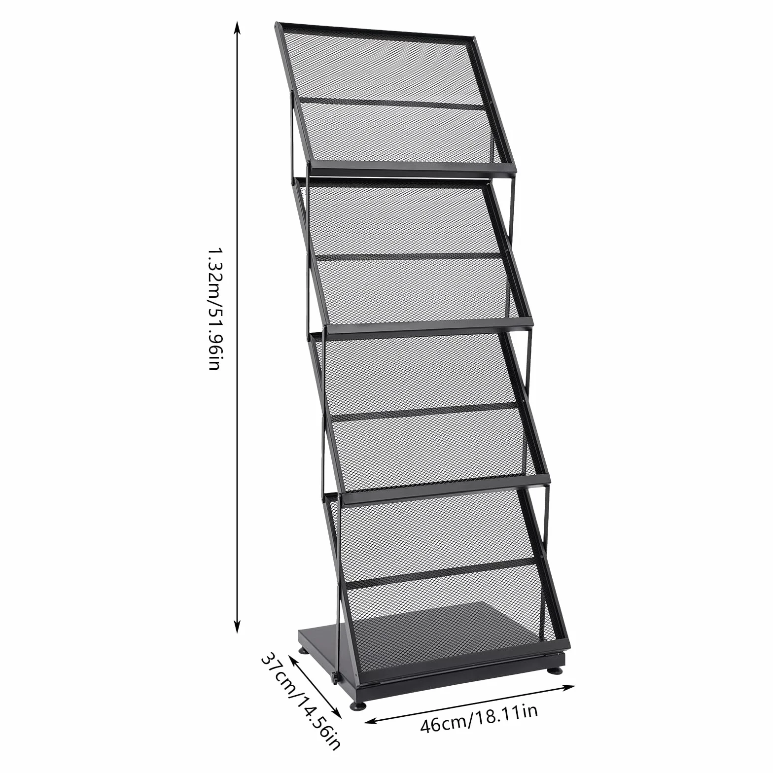 Expositor de Revistas Soporte Para Portafolletos Plegable de 4 Niveles, A3, Soporte Para Folletos de Suelo, Formato Vertical, Plegable, Para Casa, Oficina, Expositor