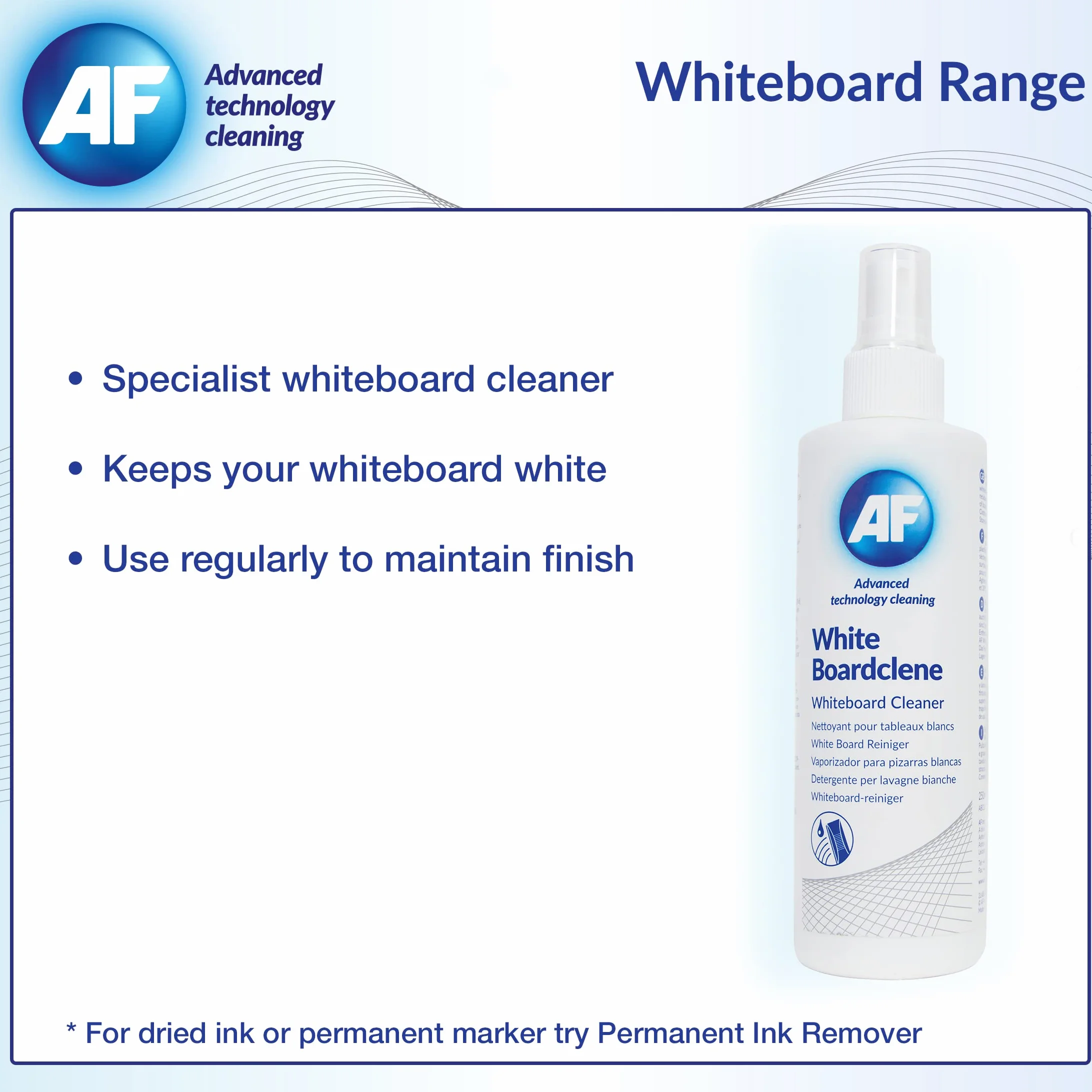 AF Solución en aerosol limpiador de pizarra blanca 12 x 250 ml