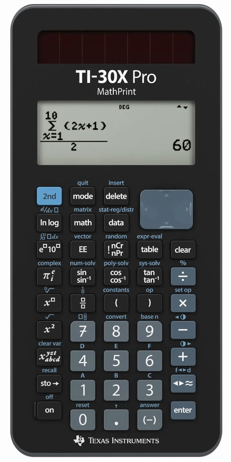 Texas Instruments TI-30X Pro Mathprint (FC), Negro