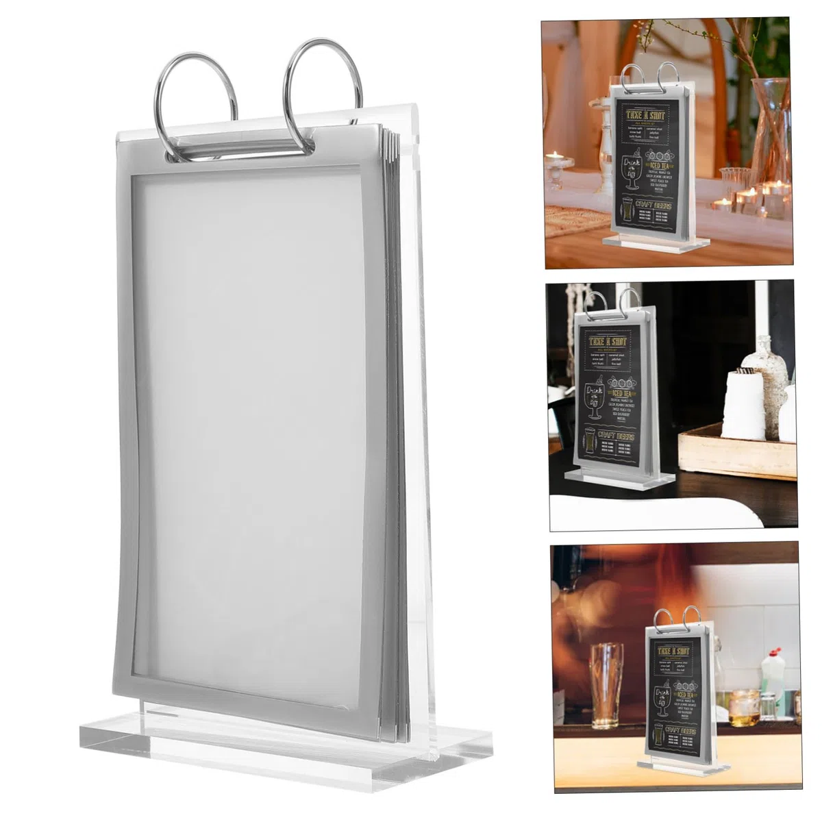 Expositor De Acrílico Transparente Expositor De Menús Abatible Para Restaurantes Portamenús Con Base Soporte Para Menús