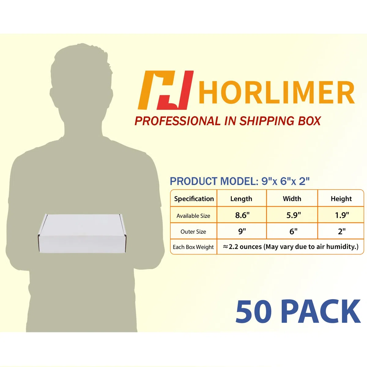 HORLIMER Paquete de 50 Cajas de Carton con Tapa para Envios de Paquete, 22.9 x 15.3 x 5.1cm Cajas Carton Regalo Blanco, Cajas Embalaje para Pequeñas Empresas