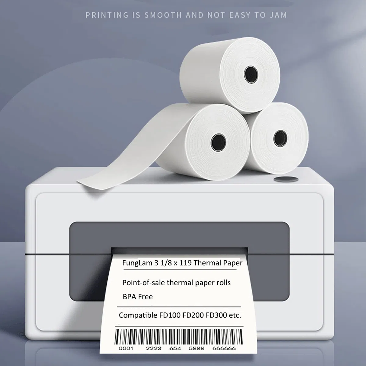 FungLam Papel térmico de 3 1/8 x 100 pies Rollos de papel de recibo Caja registradora Pos Papel de tarjeta de crédito (50 rollos)