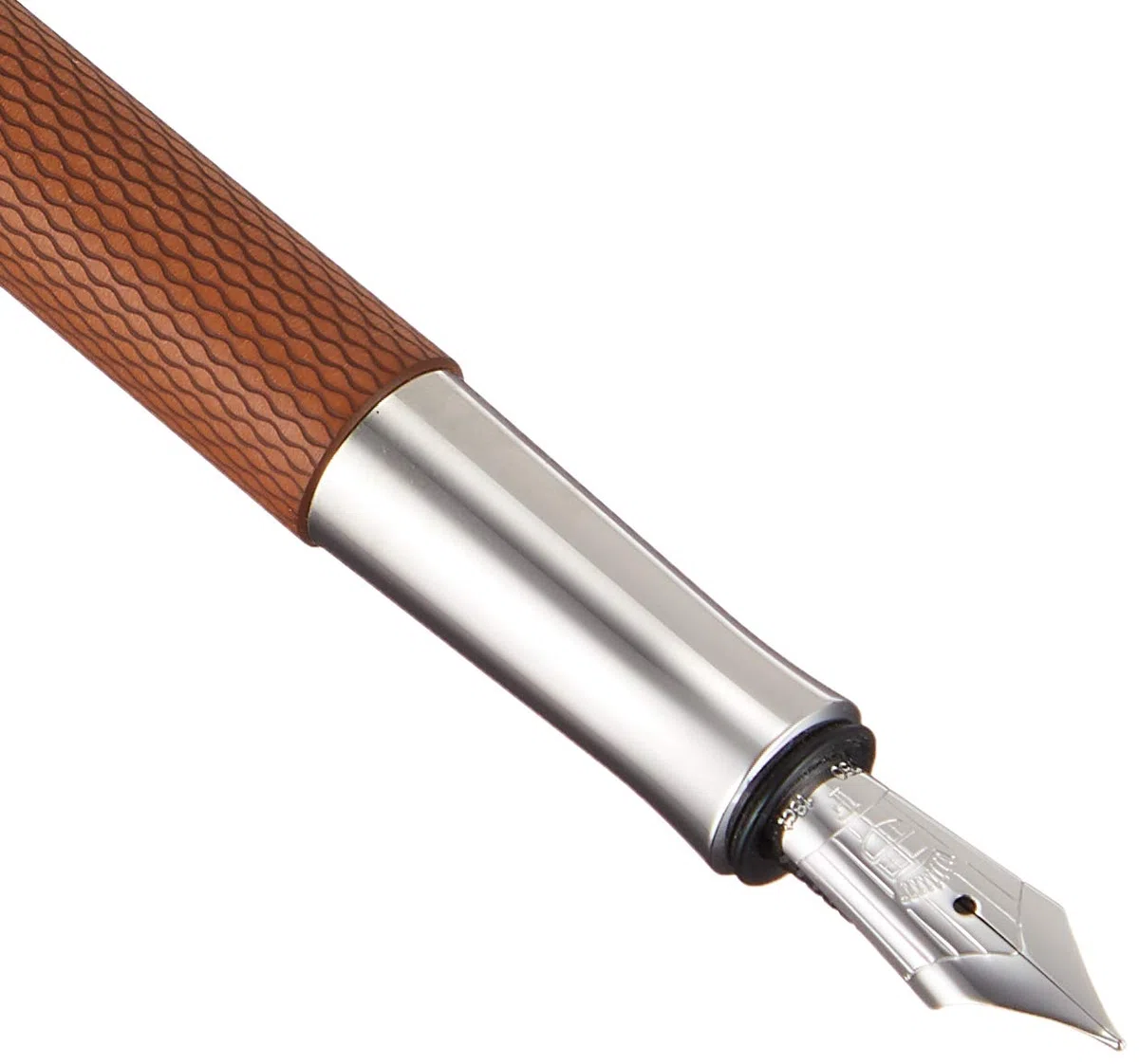 Graf von Faber-Castell 146521 Estilográfica Guilloche, coñac F | Cuerpo de resina noble con acabado guilloché, plumín de oro de 18 quilates y piezas metálicas rodiadas