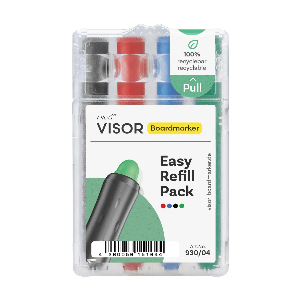 Pica Visor Boardmarker - Juego de 5 rotuladores de recambio fáciles de usar, 5 estuches de 4 minas, minas de gel sostenibles y ecológicas, nunca se seca, se pueden quitar sin dejar residuos, para