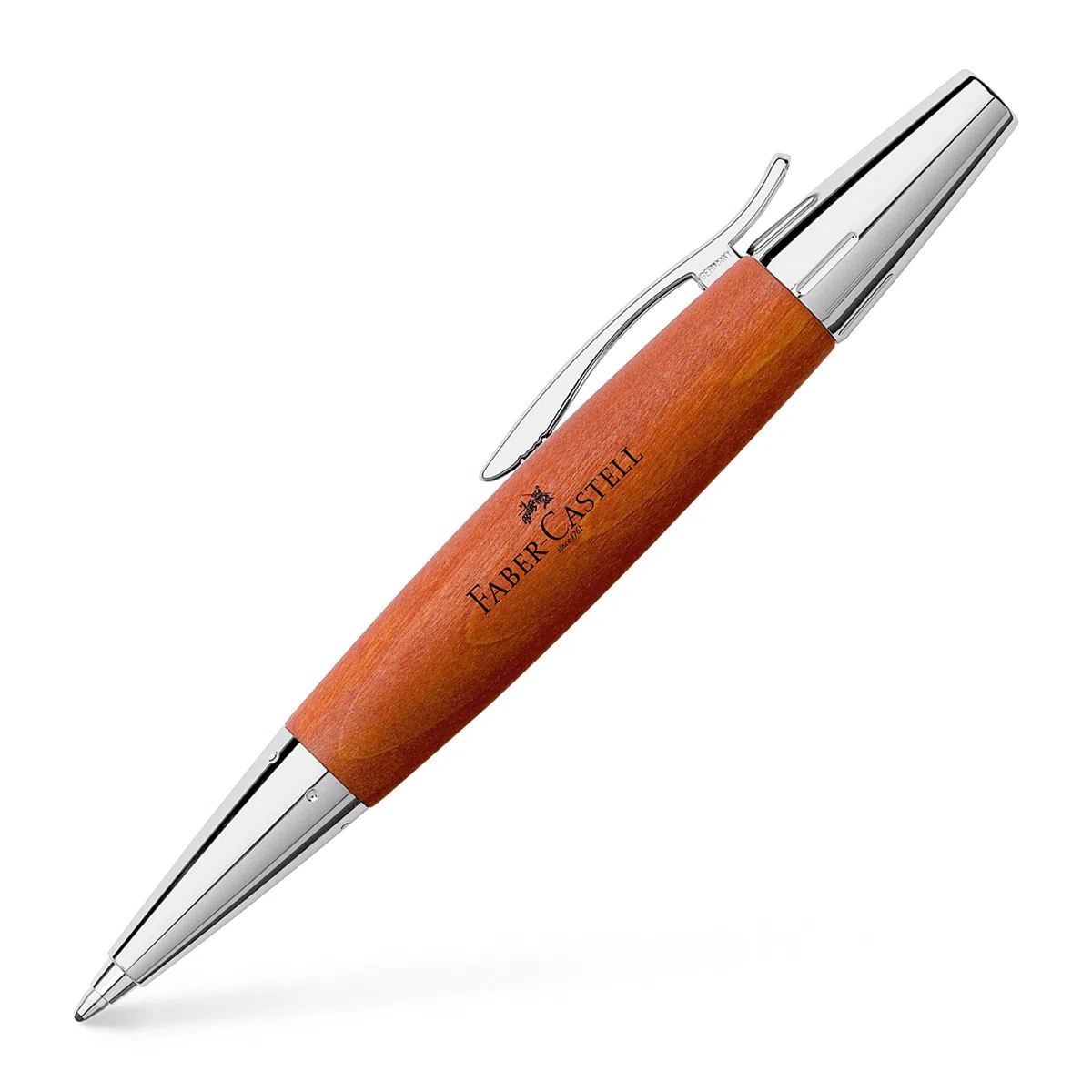 Faber-Castell 148382 - Bolígrafo E-motion - Cuerpo en Madera de Peral - Marrón Coñac - Trazo B