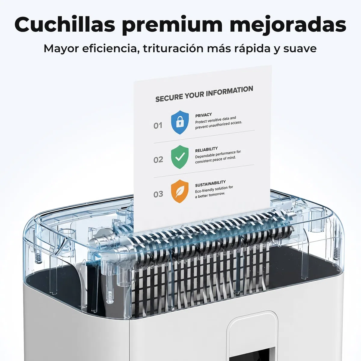 Trituradora de Papel con Alimentación Automática, 40 min Continuo, Nivel P-5, Destructora Eléctrica, Papelera 22L, para Oficina/Casa/Industrial/Hogar