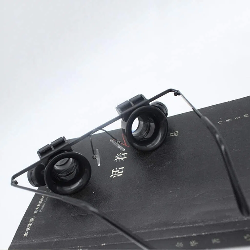 Lupa para diadema con luz LED, pinzas de precisión y 4 lentes intercambiables de 10x/ 15x/ 20x/ 25x con bolsa de almacenamiento para joyería, relojes, lupas de matrimonio