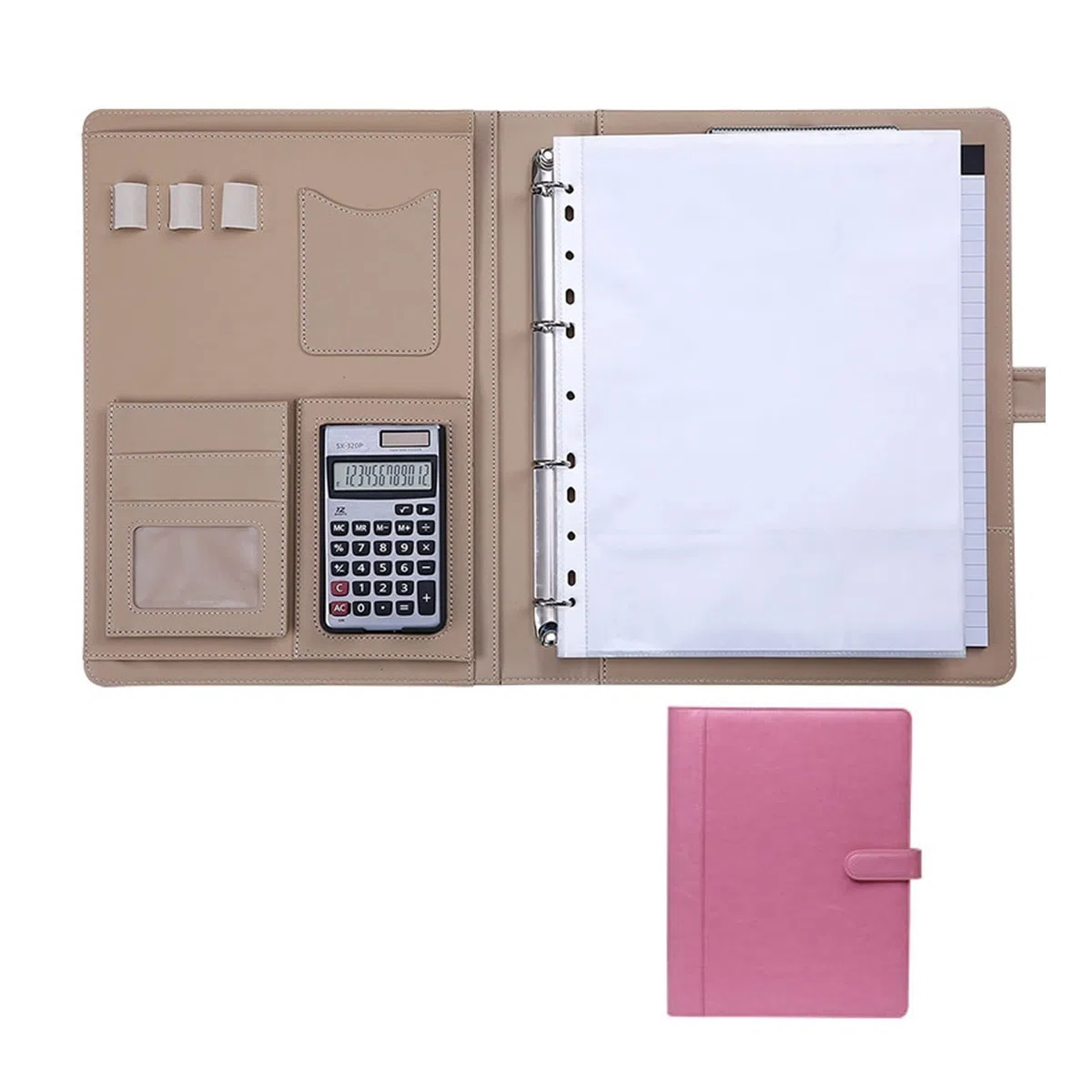 Funda de cuero para conferencias A4 con cremallera, maletín impermeable para reuniones de negocios, carpeta de anillas, portapapeles, bloc de notas, carpeta de portafolio, carpeta organizadora de