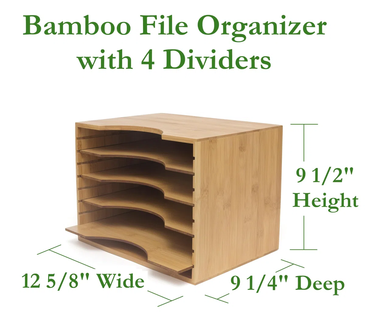 Lipper International Organizador de Archivos de bambú con 4 divisores, Madera, 12 5/8" x 9 1/4" x 9 1/2"