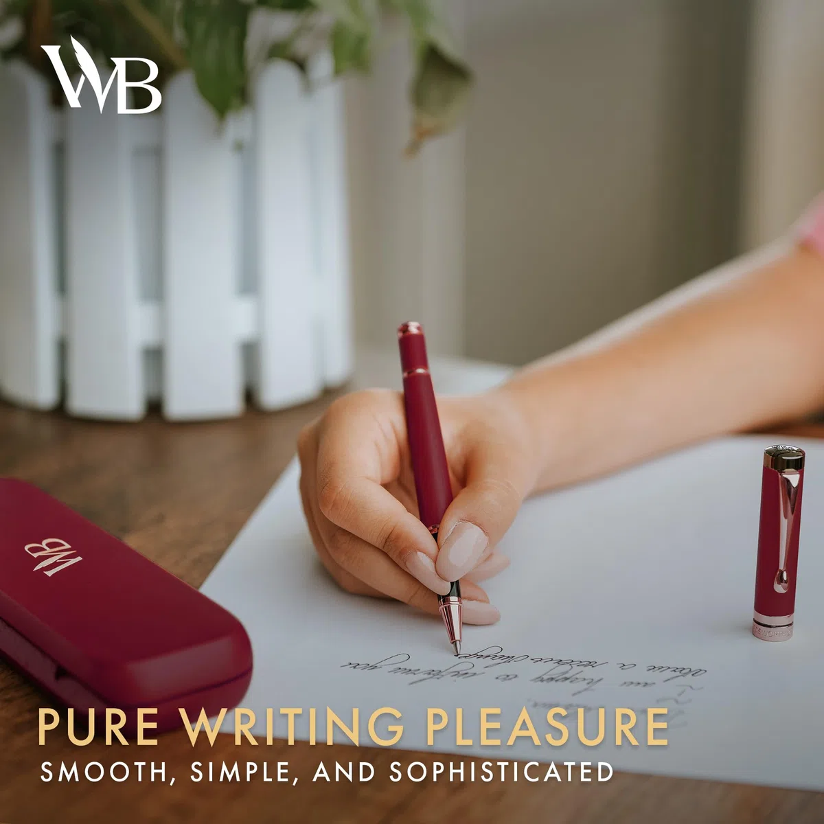 Wordsworth and Black Rollerball Pen - Bolígrafo de lujo impresionante en bambú madera violeta, acabado en oro, recargable, mejor regalo para hombres y mujeres, recarga de tinta