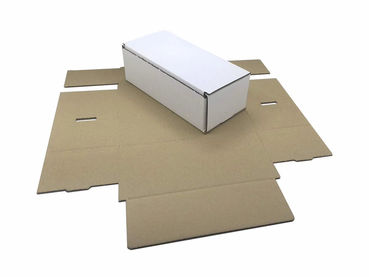 Cajas de Cartón Automontables 21 x 10 x 7 cm Canal Simple Blanco Pack 50