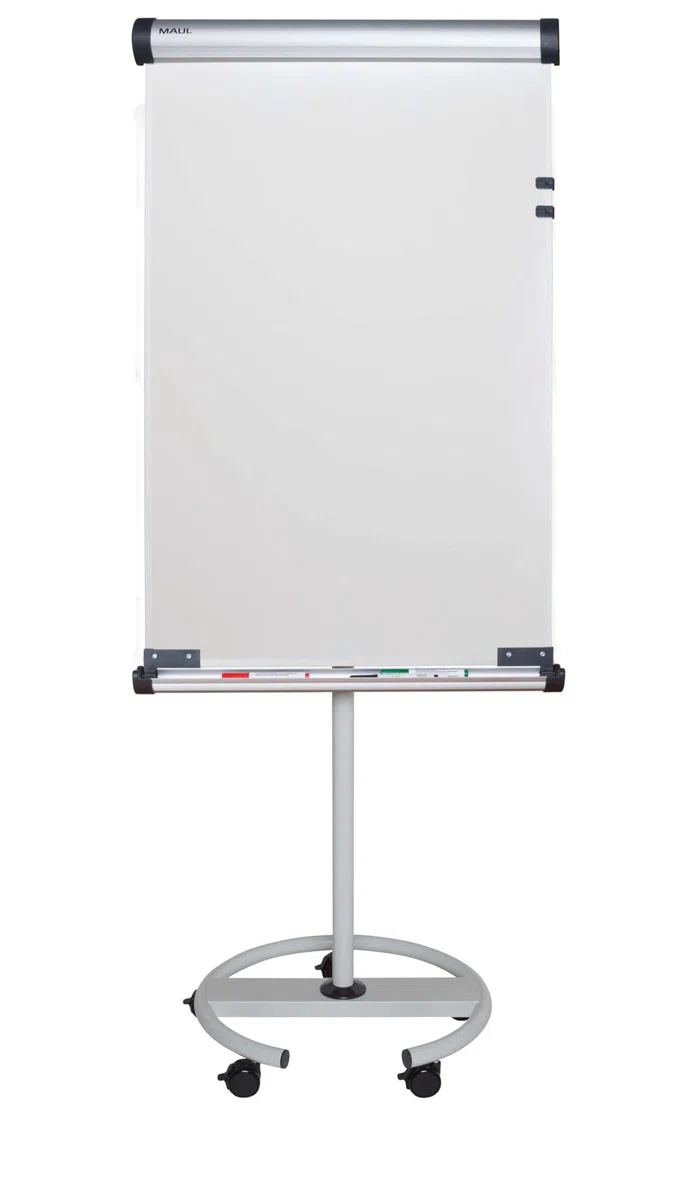 MAUL Rotafolio móvil MAULsolid flip2use gris giratorio ajustable con ruedas | cambio fácil entre vertical y horizontal, superficie magnética para ideas, altura cómoda sin descensos, frenos seguros