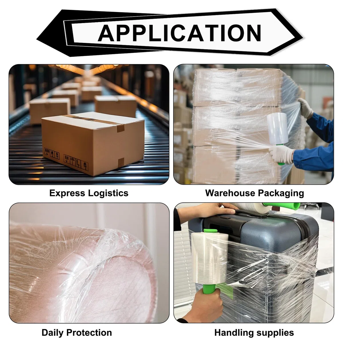 ROSEUP Rollo de película elástica transparente de 5 pulgadas x 1000 pies con asa, envoltura de plástico grueso de calibre 80 para mudanza, envoltura de palés, embalaje autoadhesivo, película retráctil