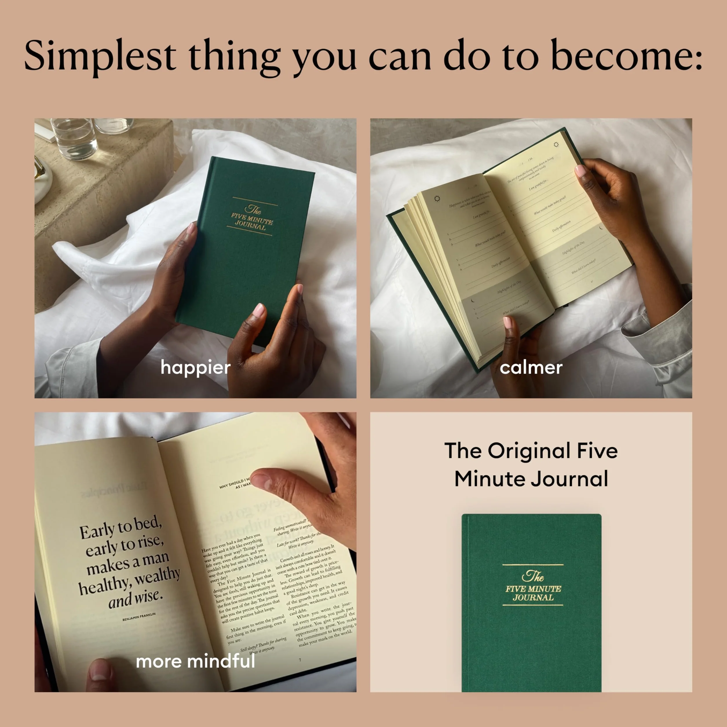 Intelligent Change The Five Minute Journal Original Daily Gratitude Journal for Happiness Mindfulness Reflection Daily Affirmations Undated Life Planner