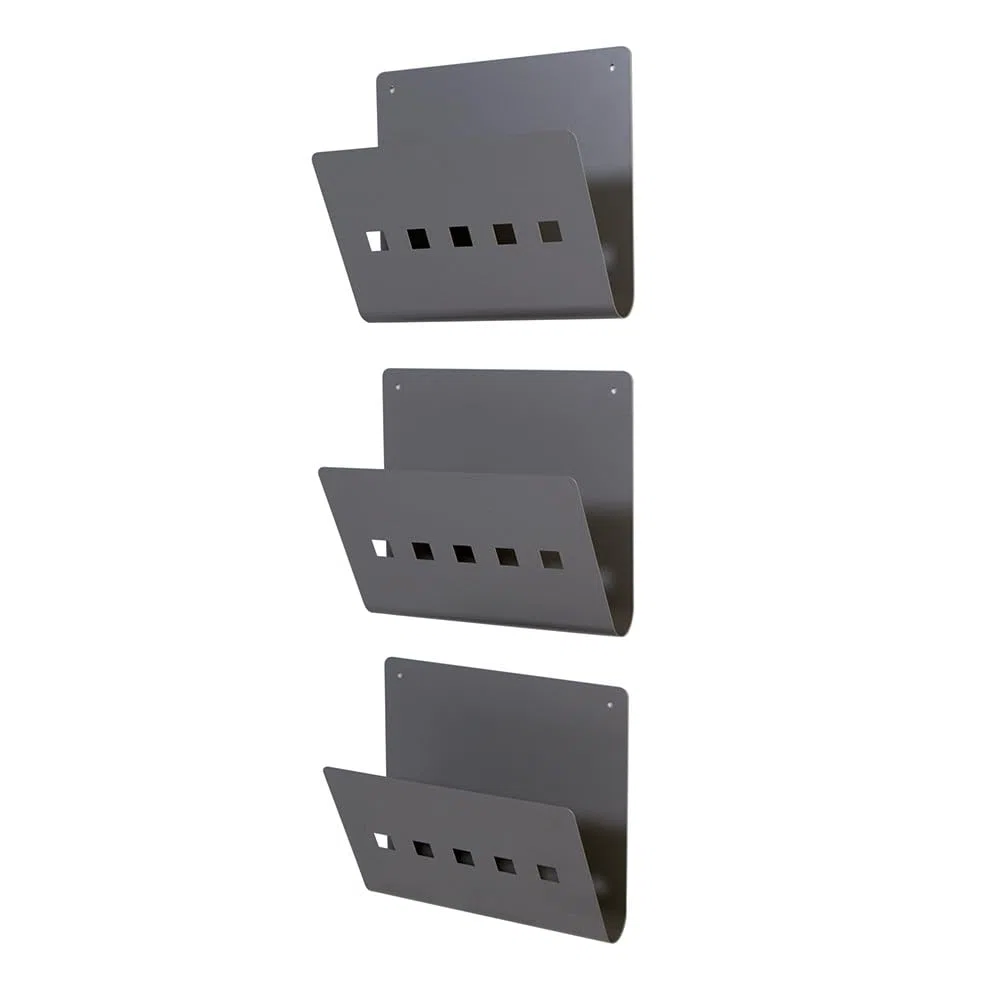 Rocada - Revistero de Pared, Organizador de Revistas o Documentos, Pack de 3, Revistero de Metal, Medidas 27 x 30 x 13 cm