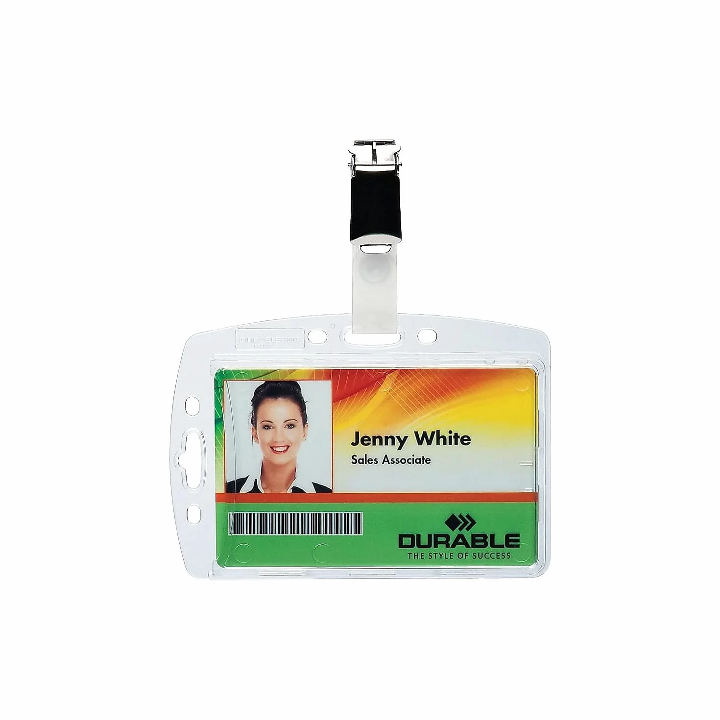 Durable 800519 Identificador rígido con pinza para 1 tarjeta de seguridad/credencial 54 x 87 mm, 25 piezas, transparente