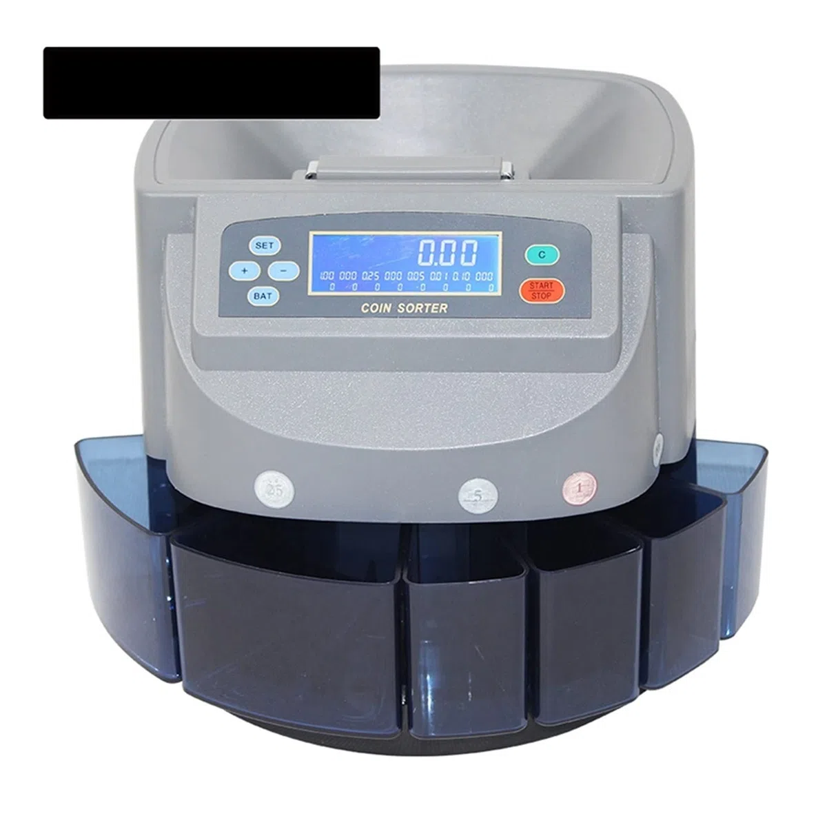 Caja registradora para pequeñas empresas, Dólar estadounidense Contador de monedas, clasificador y equipo de conteo de envoltorio Equipo American Coin Moned Machine Contador de monedas con personaliza