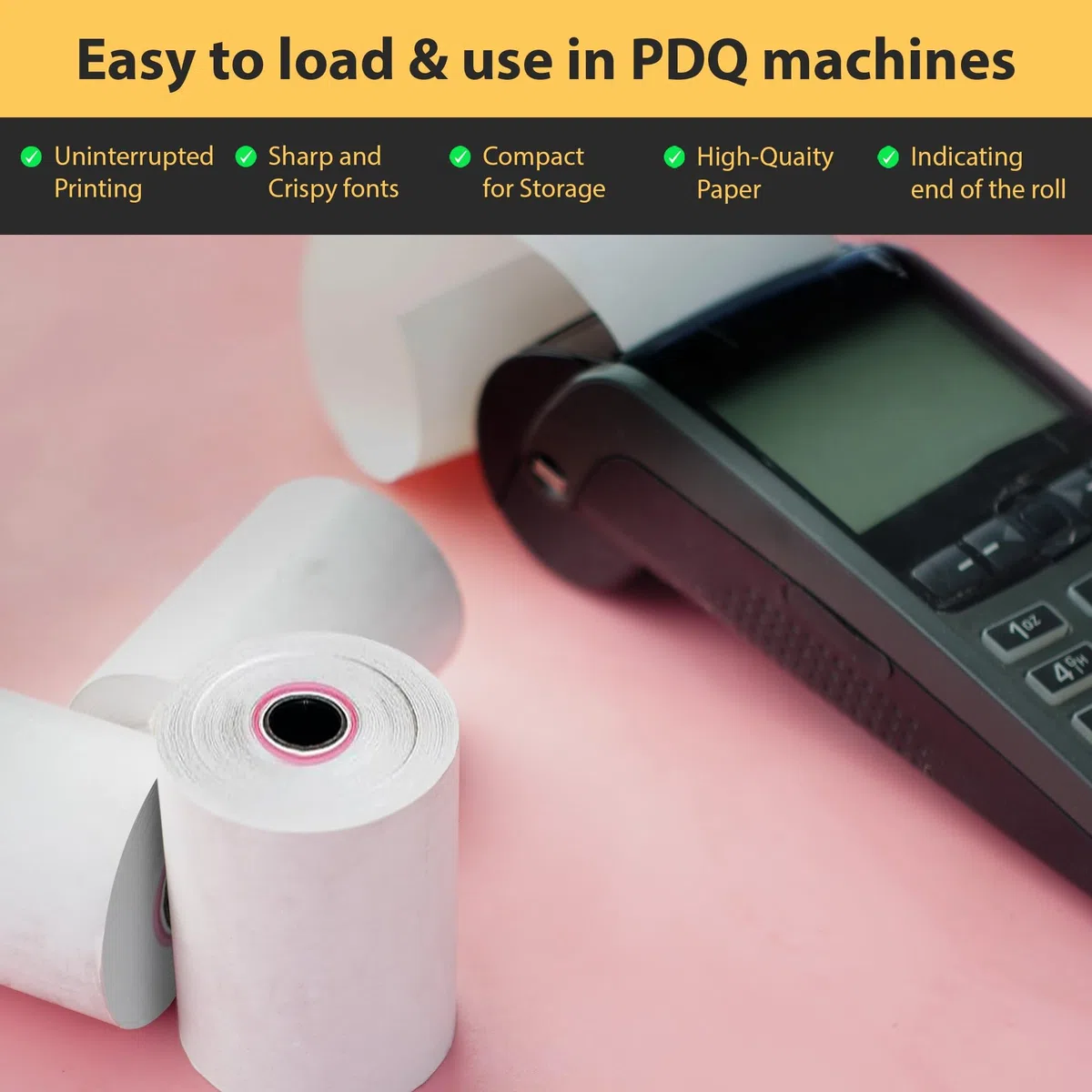 iSOUL Rollo de papel para máquina de tarjetas de crédito de 57 x 40 mm, paquete de 100 POS, rollos PDQ, rollos de impresora térmica de recibos para rollos de máquina de tarjetas de crédito, compatible