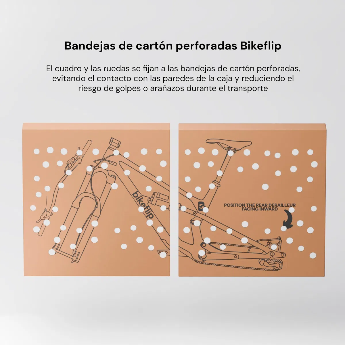 Bikeflip Box Caja de Envío para Bicicletas MTB, E-Bike y Gravel, Cartón Ondulado Resistente y Reutilizable, Montaje Rápido para Viajes y Transporte por Correo