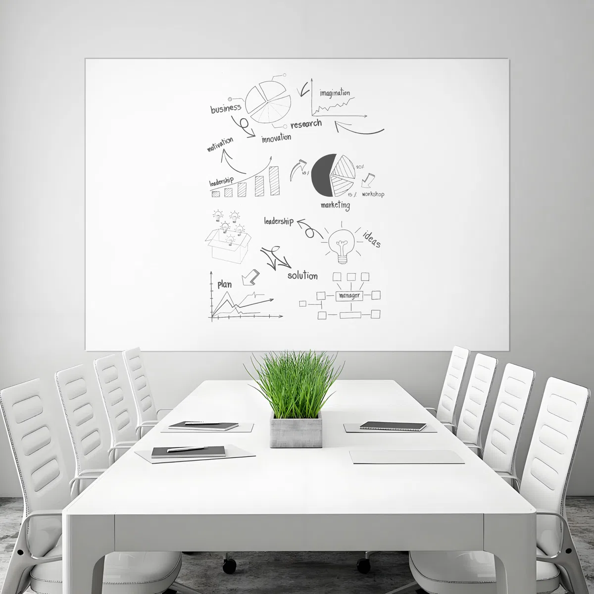 AMIGO Rollo de Pizarra Blanca Magnética, 60 x 90 cm, Papel Pizarra Adhesiva para Pared, Whiteboard adecuado para Escuela, Familia y Oficina, con Rotuladores, Borrador e Imanes