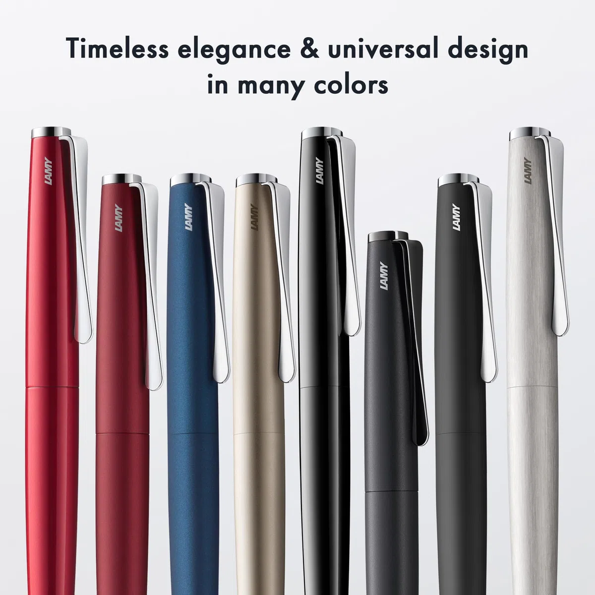 Lamy studio royalred bolígrafo - cuerpo elegante de acero inoxidable - con clip helicoidal - recambio gigante M 16 en ancho de trazo M en negro incl.