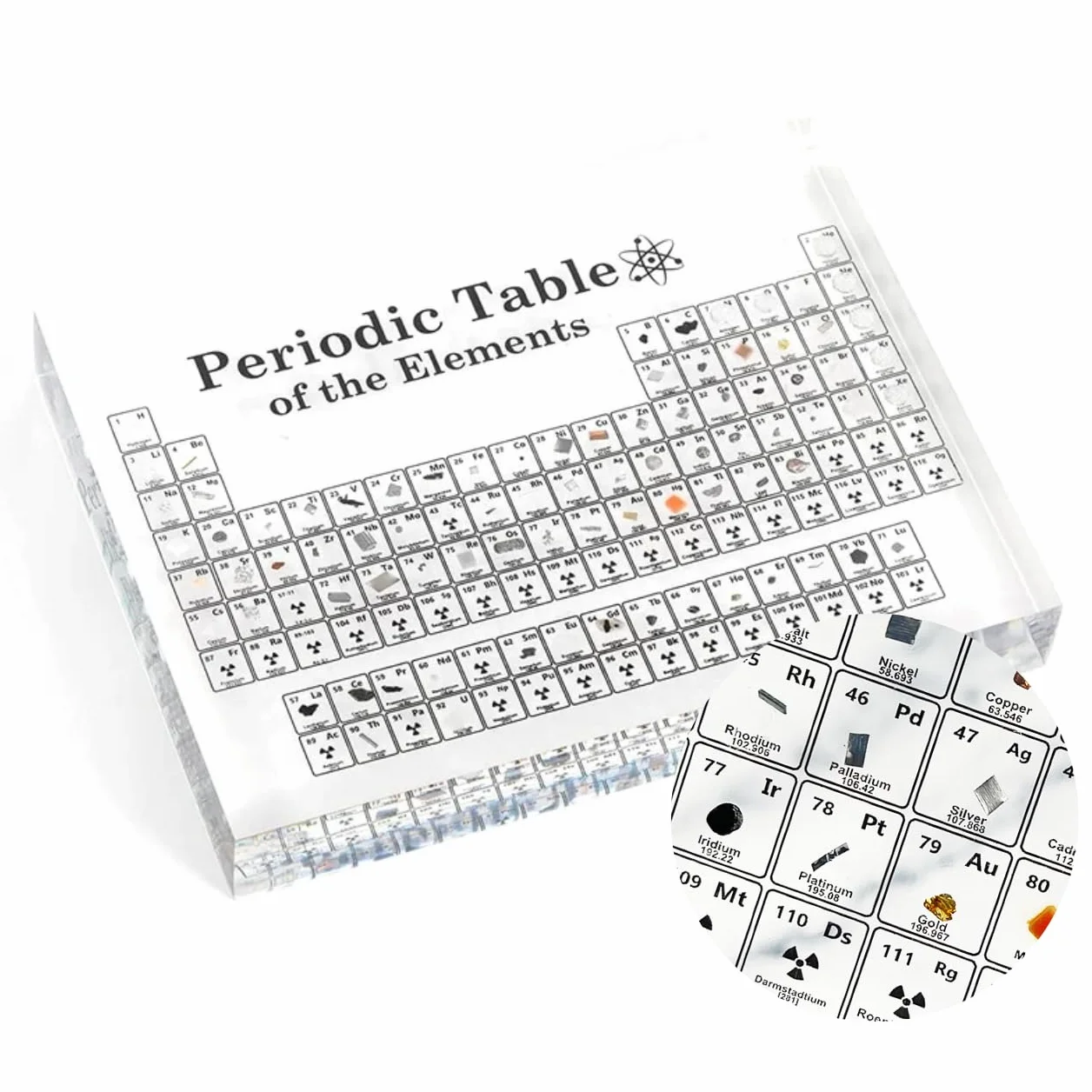 Tabla Periódica con Elementos Reales (16 x 12 x 2,7) - Tabla Acrílica Moderna de Resina con 118 Elementos - Poster 3D Metacrilato Educativo - Regalo Química para alumnos, profesores, aulas… (SIN BASE)