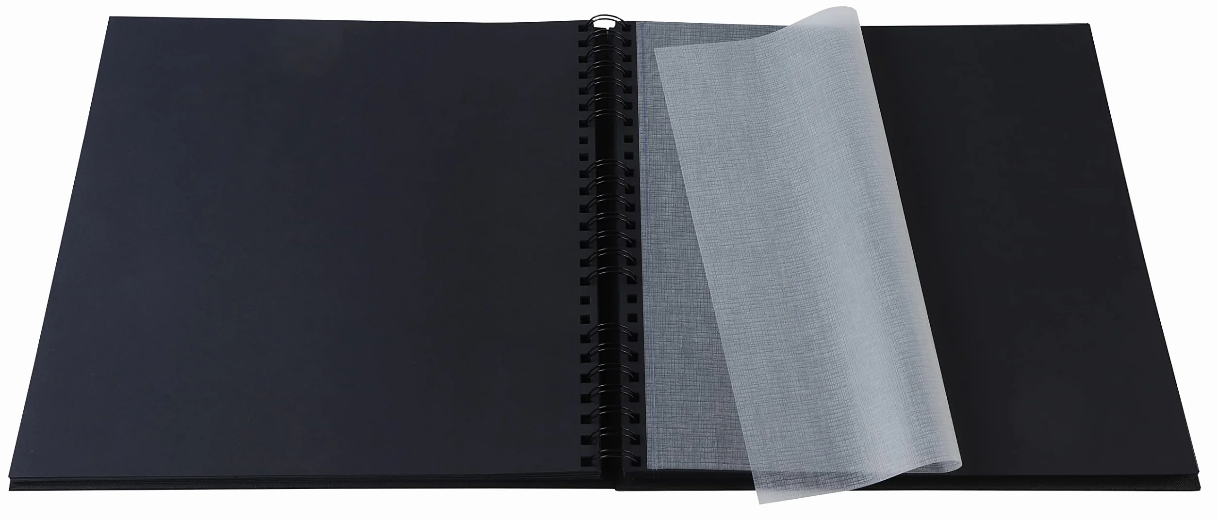 Exacompta - 15115E - Álbum de fotos en espiral MILANO - 360 fotos - 60 páginas negras - tamaño 32 x 32 cm - cubierta de papel azul efecto textil - ventana de personalización - certificado FSC®