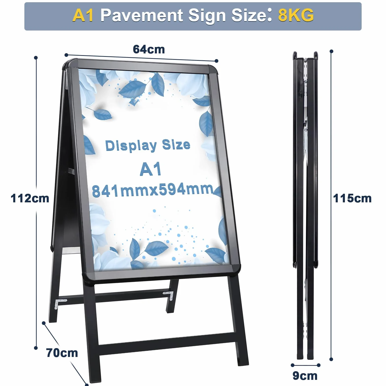 Soporte para Carteles A1 Doble Cara | Expositor de Carteles | Para Publicidad en Tiendas, Restaurantes y Oficinas | STANDNEE (Negro)
