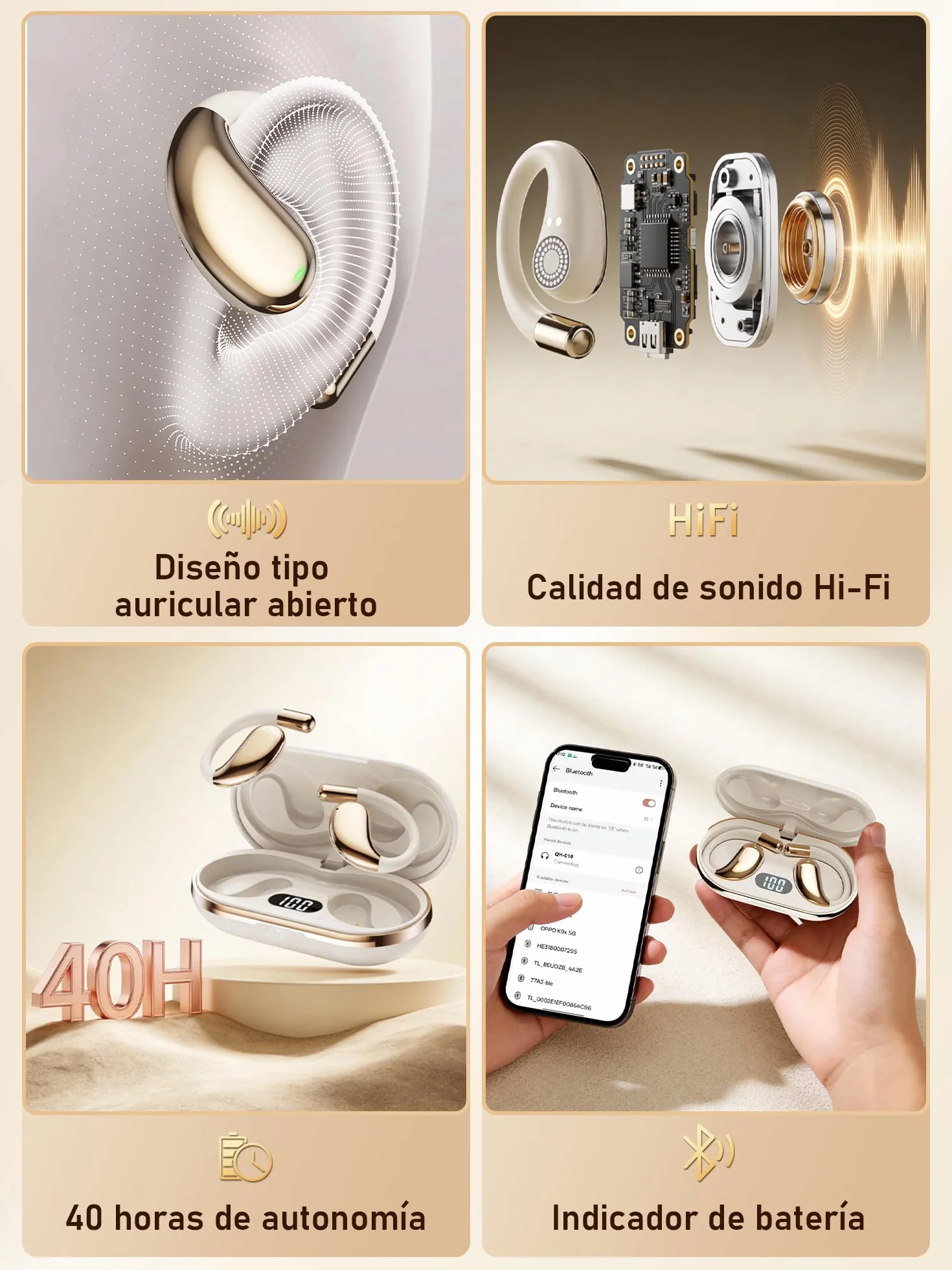 AI Auriculares Traductor en Tiempo Real: Open Ear Traductor Instantaneo de Voz Auriculares Traductores 6 Modos Traducción 156 Idiomas - Auriculares Inalambricos Bluetooth 6.0 para Viajes Negocios